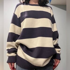 Brandy Melville Striped Navy and Cream Sweater